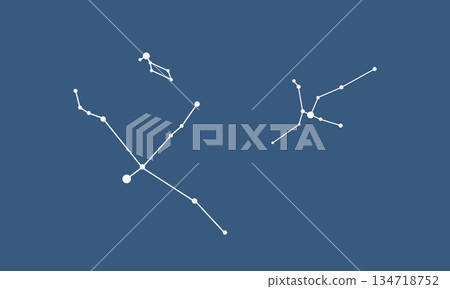 The Summer Triangle (white constellation lines) on a navy background 134718752