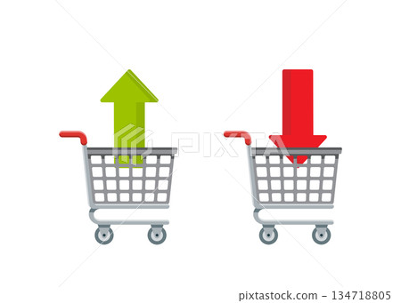 Shopping cart with an arrow icon stock illustration Shopping cart with an arrow icon stock illustration 134718805