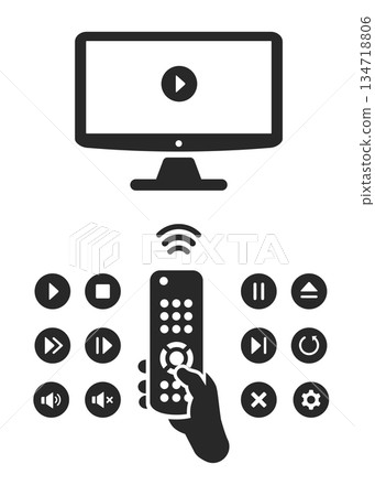Smart TV with remote control icon stock illustration Smart TV with remote control icon stock illustration 134718806