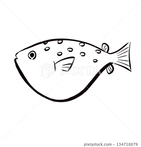 變形河豚的筆刷風格線條畫插圖 134718879
