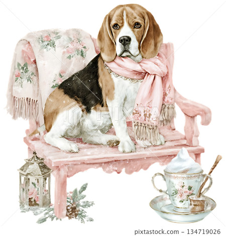 watercolor sketch cute dog in a watercolor style 134719026