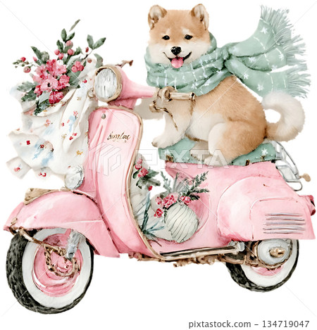 watercolor illustration of cute and adorable red dog watercolor illustration of cute and adorable red dog 134719047