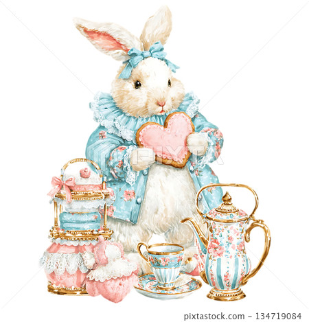 set of cute teddy bear and flowers 134719084