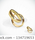 Realistic 3D Wedding Couple Ring with Gold and Diamond 134719653