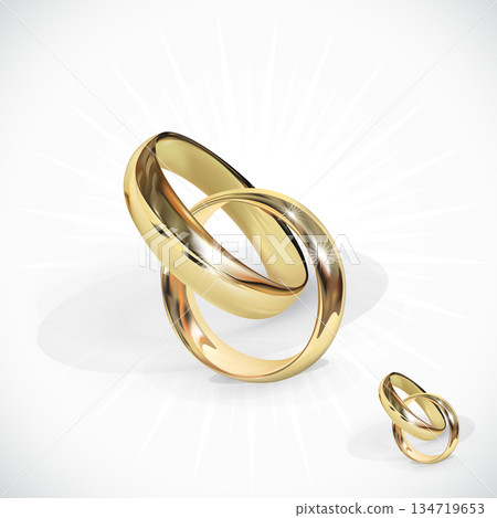 Realistic 3D Wedding Couple Ring with Gold and Diamond Realistic 3D Wedding Couple Ring with Gold and Diamond 134719653