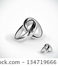 Realistic 3D Wedding Couple Ring with Gold and Diamond 134719666