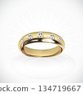 Realistic 3D Wedding Couple Ring with Gold and Diamond 134719667