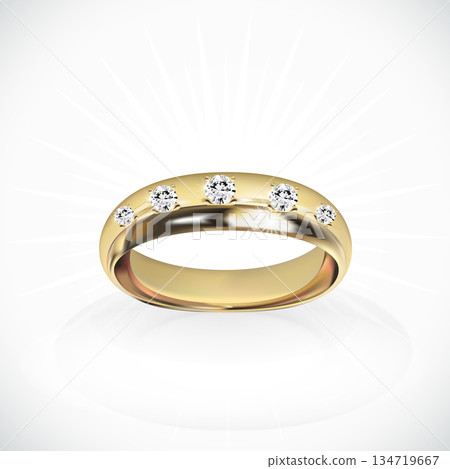Realistic 3D Wedding Couple Ring with Gold and Diamond Realistic 3D Wedding Couple Ring with Gold and Diamond 134719667