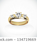 Realistic 3D Wedding Couple Ring with Gold and Diamond 134719669