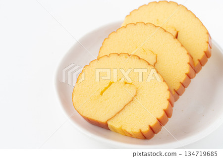 Datemaki on a plate on a white background Datemaki on a plate on a white background 134719685