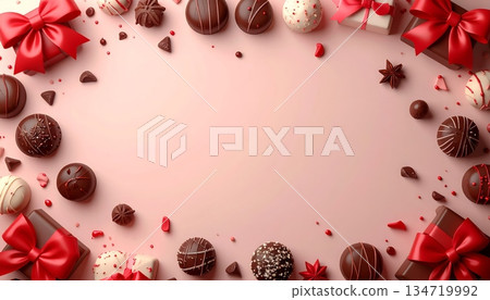 Chocolate and Red Bow Vector Border Chocolate and Red Bow Vector Border 134719992