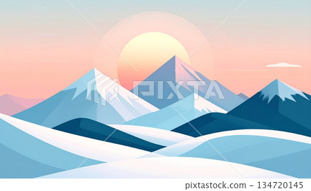 Sunrise Over Snowy Mountains 134720145