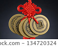 Lucky Chinese Coins Red Knot Fortune Money 134720324