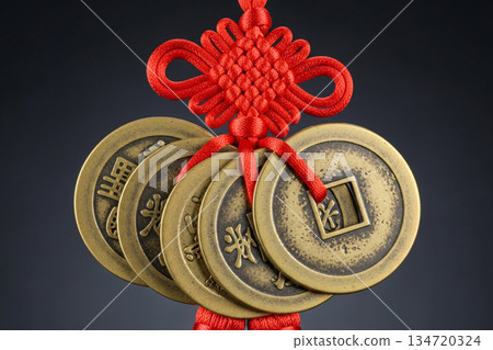 Lucky Chinese Coins Red Knot Fortune Money 134720324