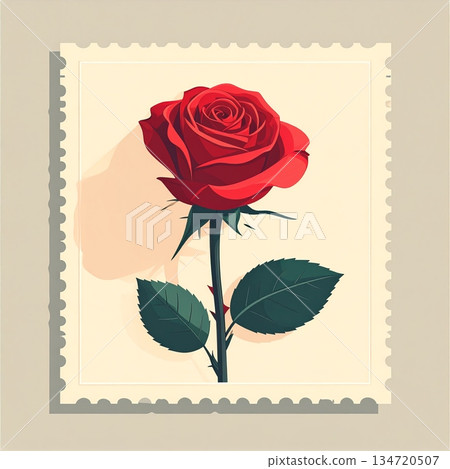 Single Red Rose Minimal Valentine Stamp Single Red Rose Minimal Valentine Stamp 134720507