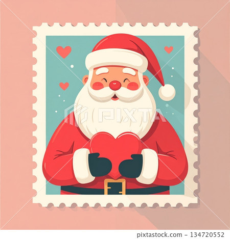 Santa Holding Heart Minimal Valentine Stamp 134720552