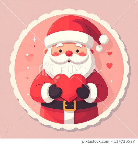 Santa Holding Heart Minimal Valentine Stamp Santa Holding Heart Minimal Valentine Stamp 134720557