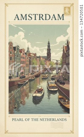 Amsterdam Canal Vintage Travel Postcard Amsterdam Canal Vintage Travel Postcard 134720581