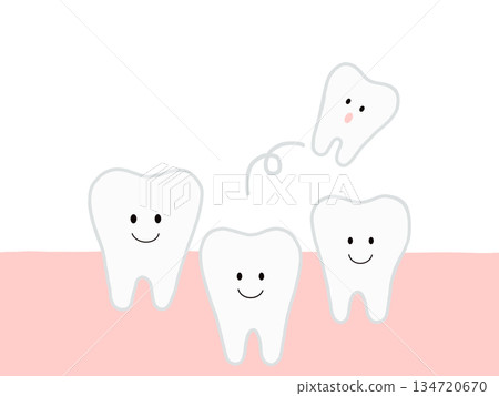 牙齒缺失修復過程中的簡單示意圖。 134720670