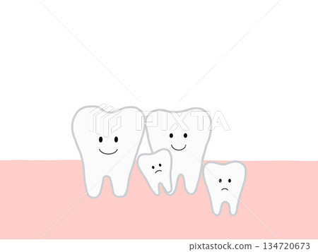 圖示為因阻生齒或多生牙齒導致的牙齒錯位 134720673