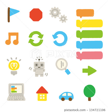 Programming hand drawn pastel icon set illustration 134721106