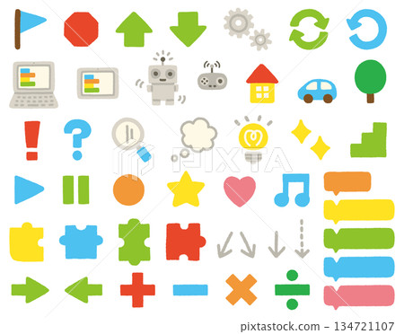 Programming hand drawn pastel icon set illustration 134721107