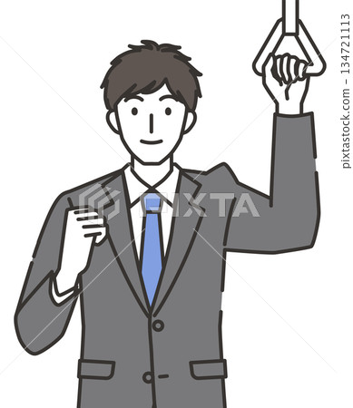 一名男子在通勤列車上揮舞拳頭。 一名男子在通勤列車上揮舞拳頭。 134721113