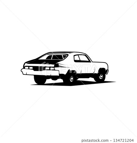 Muscle car logo. isolated on white background, rear view. best for badges, emblems, stickers. 134721204