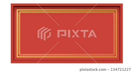 Chinese style 3D red rectangle frame isolated graphic illustration. Chinese New Year greeting card template. 134721227