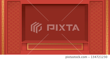 Window display Chinese style decoration graphic illustration have blank space for place products presentation. Window display Chinese style decoration graphic illustration have blank space for place products presentation. 134721230