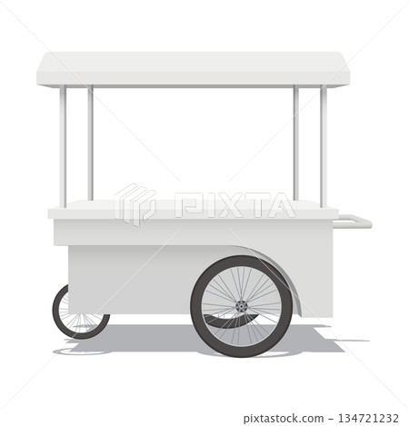 Street shop cart stainless mock up isolated graphic illustration have blank space for place the products presentation on countertop. Small business and street food concept. 134721232