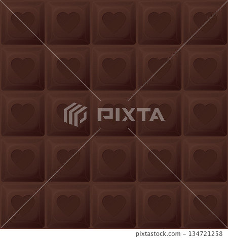 Milk chocolate bar with heart shaped seamless pattern background graphic illustration. Gift wrapping paper Valentine's day concept. Milk chocolate bar with heart shaped seamless pattern background graphic illustration. Gift wrapping paper Valentine's day concept. 134721258