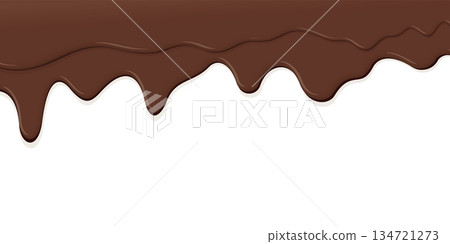 Melted chocolate pouring on white background graphic illustration have blank space. 134721273