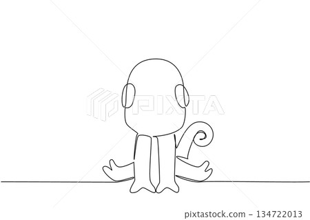 Single line drawing of a small, cute chameleon sitting, symbolizing a unique animal known for its camouflage and curled tail. Nature concept related to an international event Reptile Awareness Day Single line drawing of a small, cute chameleon sitting, symbolizing a unique animal known for its camouflage and curled tail. Nature concept related to an international event Reptile Awareness Day 134722013