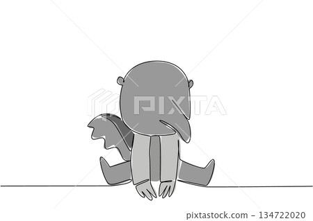 Continuous line drawing of a cute baby anteater sitting down for nature wildlife concept. This minimalist animal design represents forest zoo life and a friendly adorable icon style. Continuous line drawing of a cute baby anteater sitting down for nature wildlife concept. This minimalist animal design represents forest zoo life and a friendly adorable icon style. 134722020