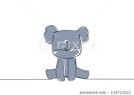 One line drawing of a cute baby koala sitting down for Australian nature concept. This minimalist animal design represents wildlife zoo life and a friendly adorable icon symbol. One line drawing of a cute baby koala sitting down for Australian nature concept. This minimalist animal design represents wildlife zoo life and a friendly adorable icon symbol. 134722022