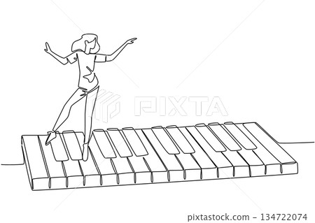 One line drawing of a woman dancing gracefully on large piano keys, symbolizing the connection between music, wellness, movement, and emotional expression. National Dance Movement Therapy Advocacy Day One line drawing of a woman dancing gracefully on large piano keys, symbolizing the connection between music, wellness, movement, and emotional expression. National Dance Movement Therapy Advocacy Day 134722074