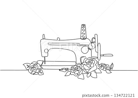 Mark National Sewing Machine Day with a nature concept poster in one line drawing, presenting a classic sewing machine framed by roses and leaves to honor craftsmanship, beauty, and heritage. Mark National Sewing Machine Day with a nature concept poster in one line drawing, presenting a classic sewing machine framed by roses and leaves to honor craftsmanship, beauty, and heritage. 134722121