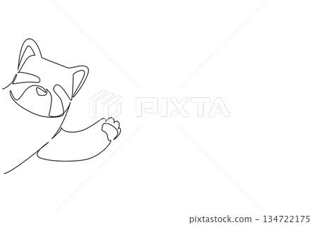 Celebrate Say Hi Day with an animal nature concept in one line drawing, featuring a cute red panda waving hello, friendly greetings, inclusion, and community connection during this kindness event. Celebrate Say Hi Day with an animal nature concept in one line drawing, featuring a cute red panda waving hello, friendly greetings, inclusion, and community connection during this kindness event. 134722175