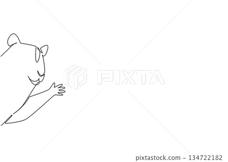 One line drawing of an animal, a hamster waving paw leg, a nature concept related to an international event Say Hi Day celebration. One line drawing of an animal, a hamster waving paw leg, a nature concept related to an international event Say Hi Day celebration. 134722182