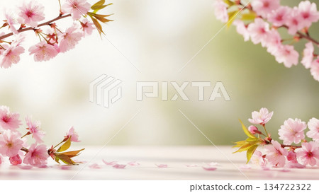 Cherry blossoms and buds, background material 134722322