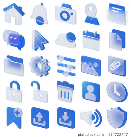 Blue UI/UX Glassmorphism Icon Set Blue UI/UX Glassmorphism Icon Set 134722747