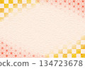Japanese pattern frame background: checkered and hemp leaf 134723678