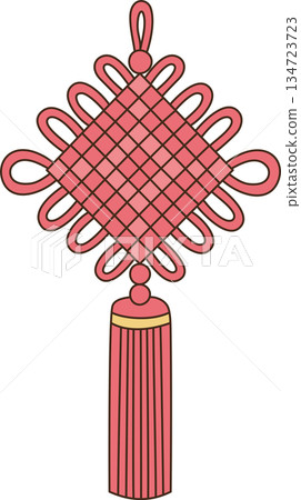Cute Cartoon Red Chinese Luck Knot Ornament with Tassel Illustration for Lunar New Year Decoration Cute Cartoon Red Chinese Luck Knot Ornament with Tassel Illustration for Lunar New Year Decoration 134723723