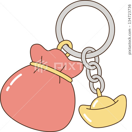 Kawaii Red Lucky Pouch and Golden Sycee Ingot Keychain for Lunar New Year Kawaii Red Lucky Pouch and Golden Sycee Ingot Keychain for Lunar New Year 134723736