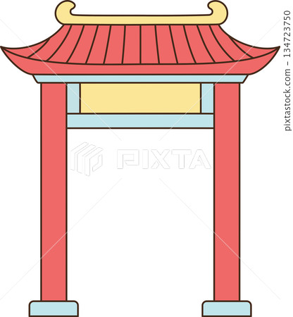 Traditional Chinese Gate Illustration Traditional Chinese Gate Illustration 134723750