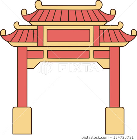 Traditional Chinese Gate Archway Illustration Traditional Chinese Gate Archway Illustration 134723751
