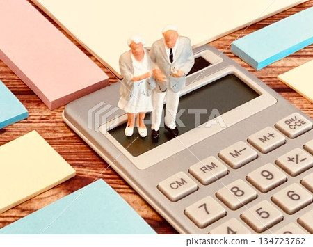 Senior couple and calculator 134723762