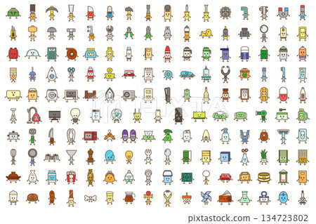 A set of various hand-drawn character illustration icons A set of various hand-drawn character illustration icons 134723802