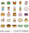 Hand-drawn food character illustration icon set 134723804
